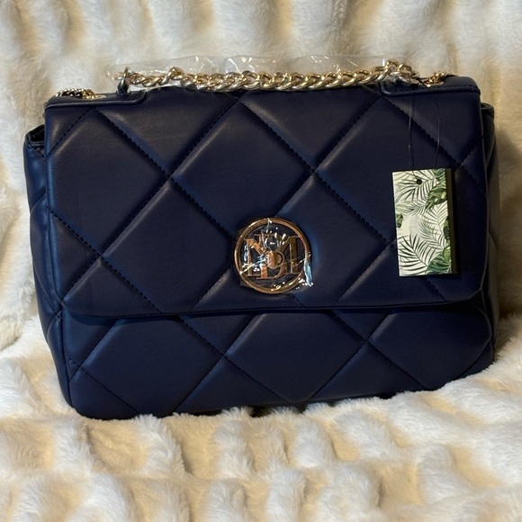 Badgley Mischka Handbags - Badgley Mischka Navy Quilted Shoulder Bag
